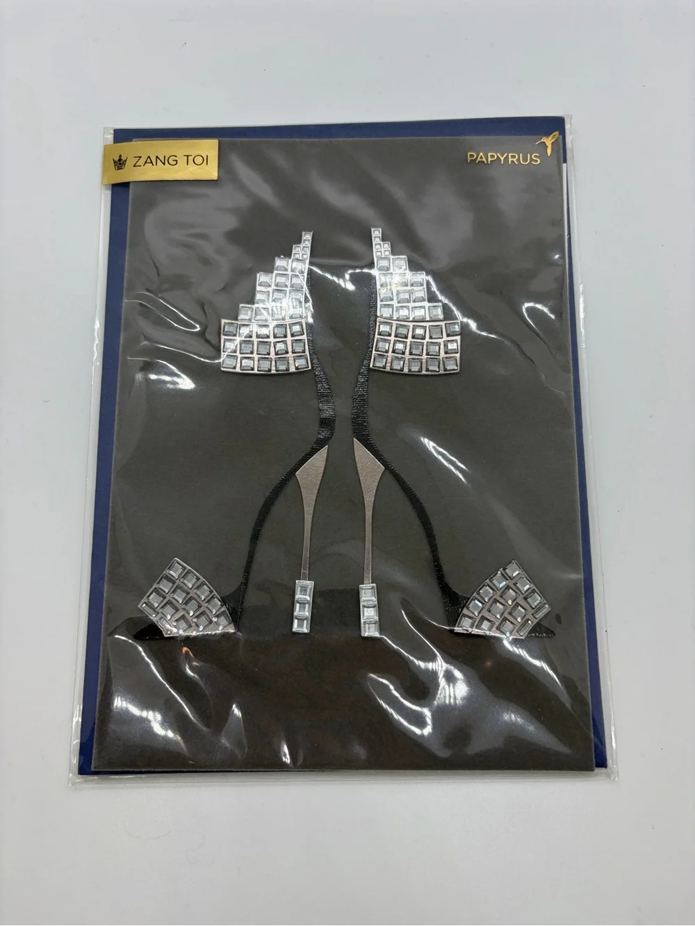 Zang Toi Rhinestone Embellished High Heel  Blank Papyrus Greeting Card  NIP